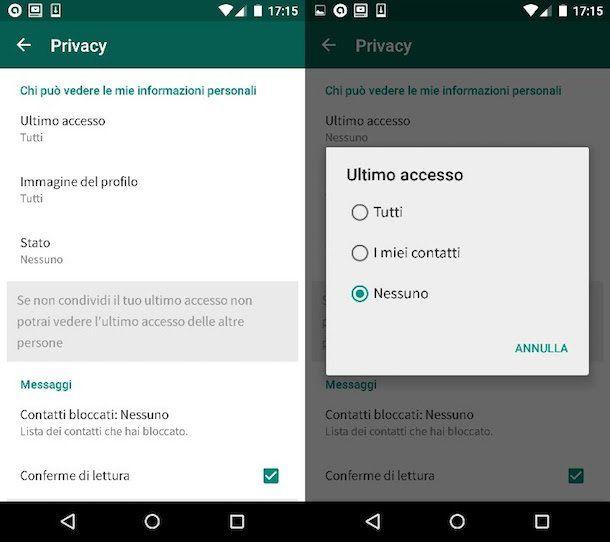 Come nascondere l'ultimo accesso su WhatsApp tutti