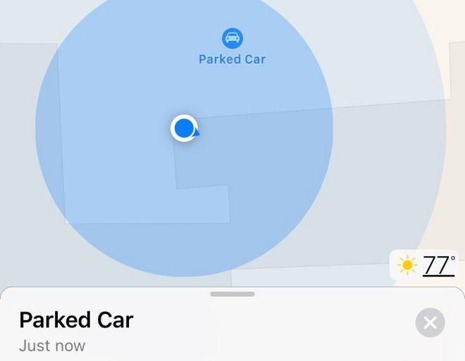 mostra posizione parcheggio ios 10