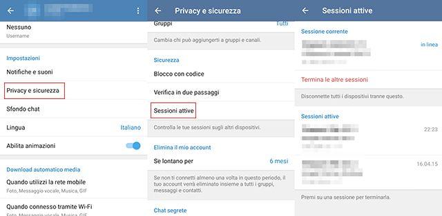 Come controllare le sessioni attive su Telegram