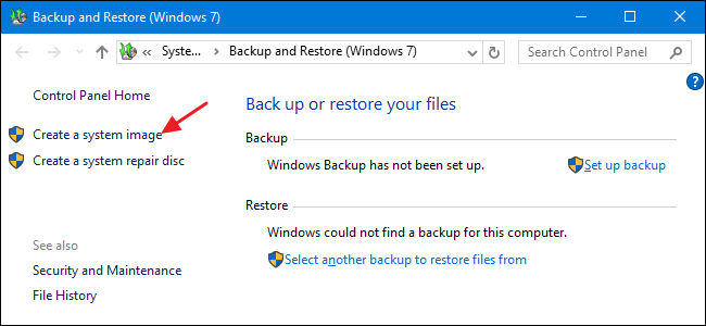 creare immagine di backup