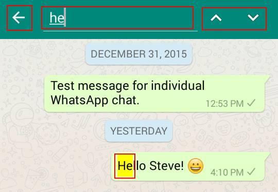 WhatsApp cerca messaggi parole chat