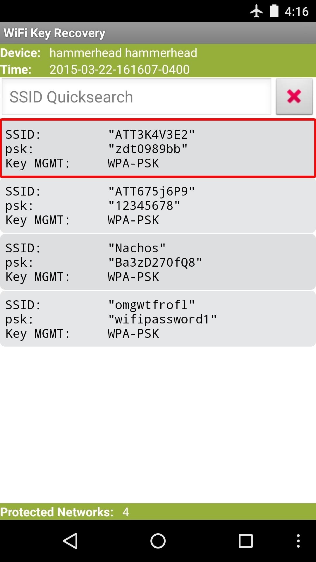 Wi-Fi condivisone password