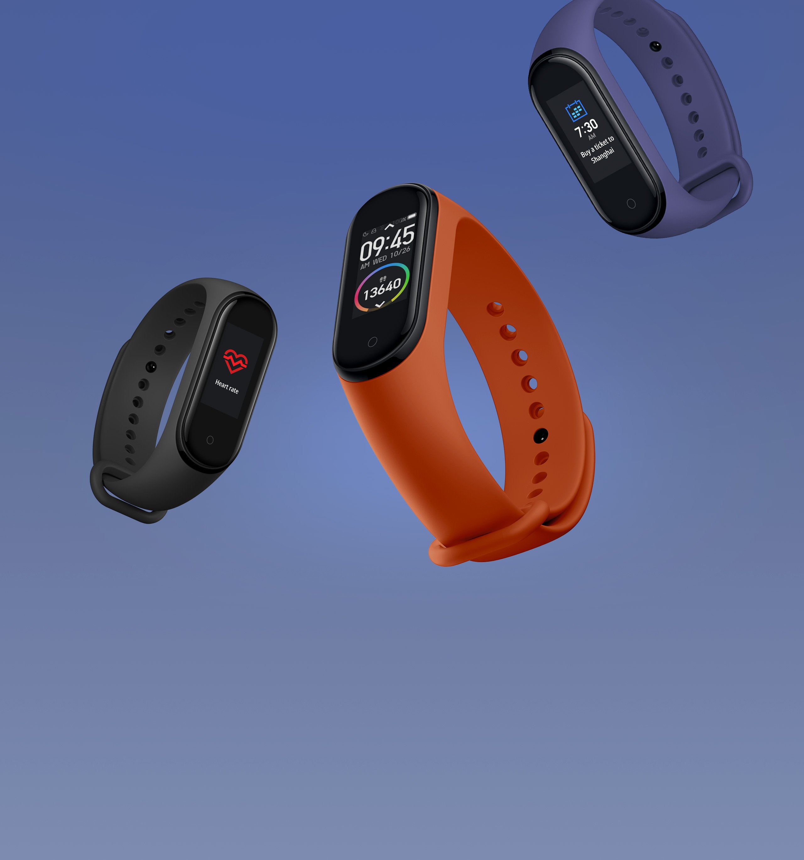 La foto di alcune Xiaomi Mi Band 4, ottimi tracciatori di attività