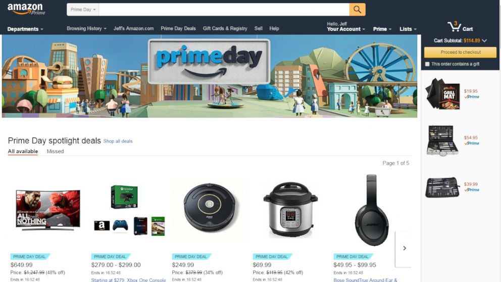 L'home page di Amazon durante il Prime Day