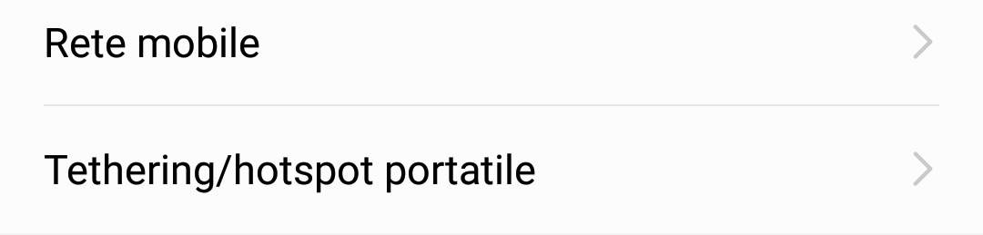 La voce "Tethering/hotspot portatile"