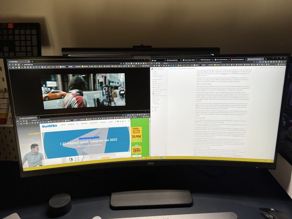 monitor ultrawide AOC CU34P2C - multitasking 3 finestre