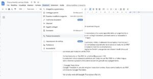 tradurre un file PDF google docs