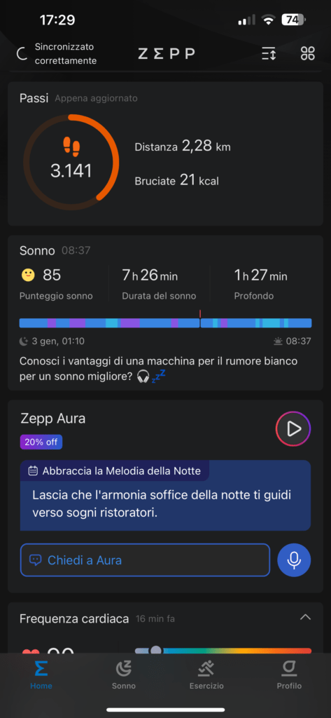 recensione amazfit active - app zepp - home