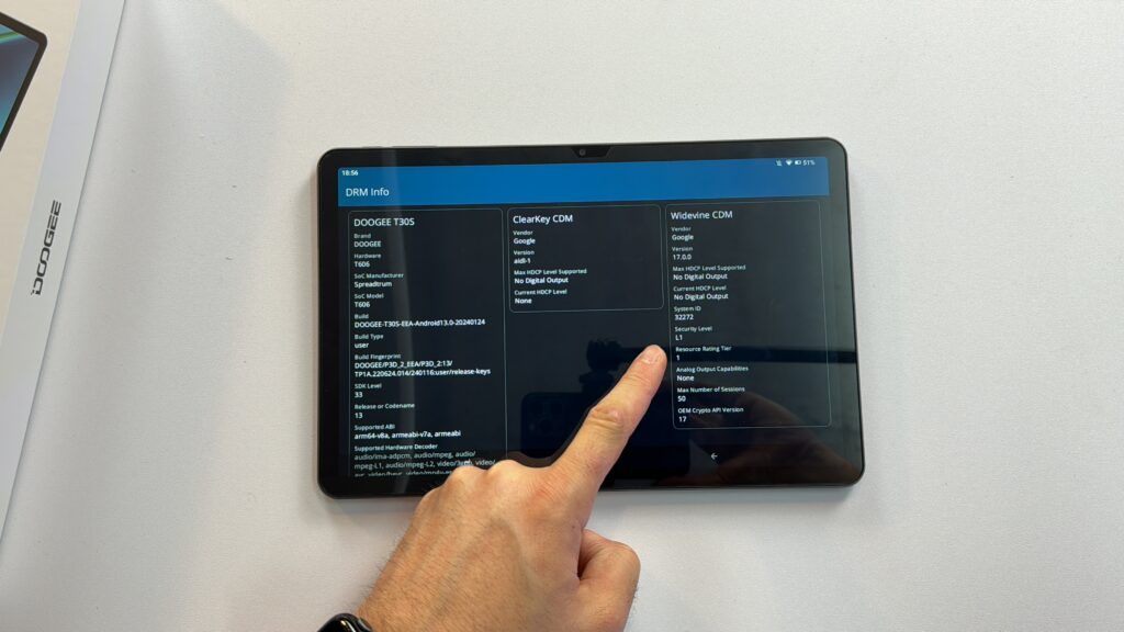 Recensione tablet economico Doogee T30S - certificazione widevine l1