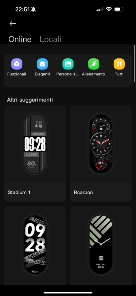 Recensione Xiaomi Smart Band 9 - app mi fitness - quadranti