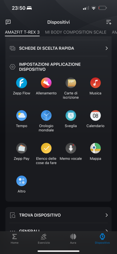 Recensione Amazfit T-Rex 3 - app - impostazioni