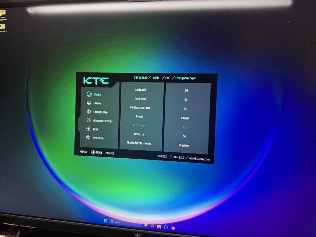 Recensione monitor KTC H27P22S - menu osd