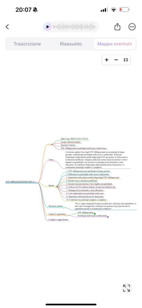 recensione plaud note - app plaud - registrazione 1 - mappa mentale