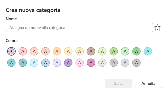 Crea nuova categoria